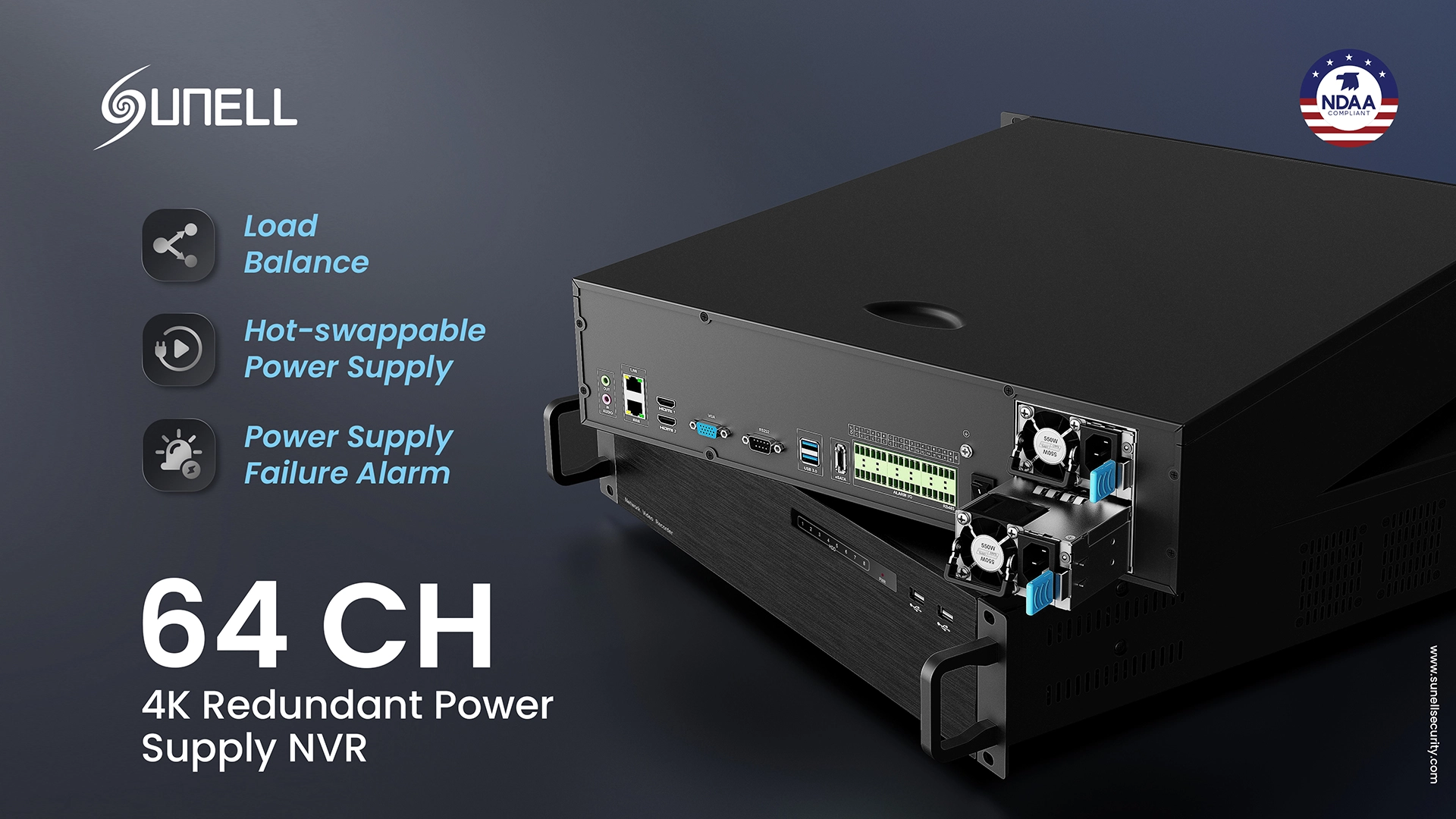 Sunell lança o novo 64-ch 4K NVR de alimentação redundante para garantir uma vigilância estável
