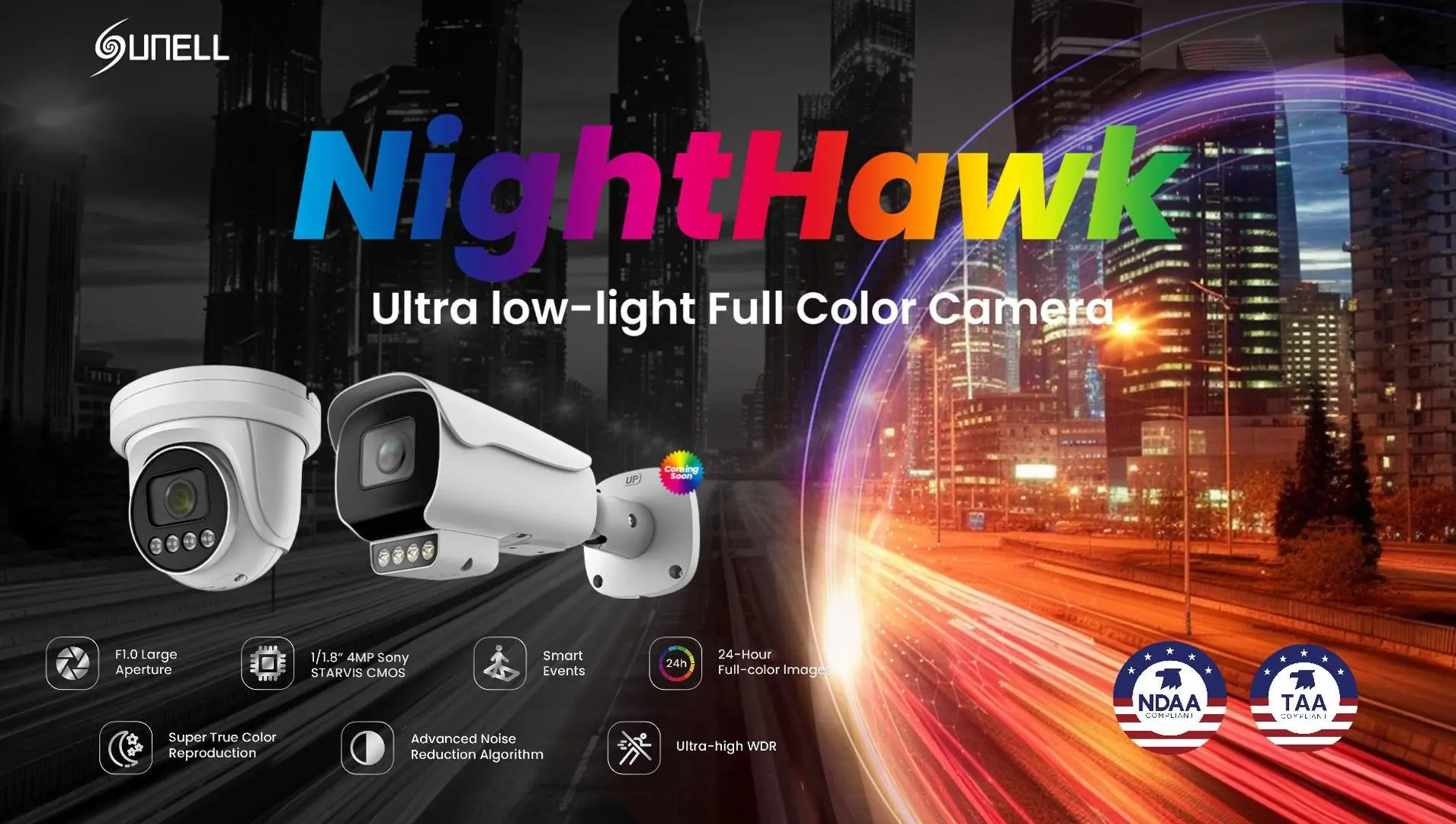 Sunell Nighthawk Ultra-low-light Câmera colorida inteligente